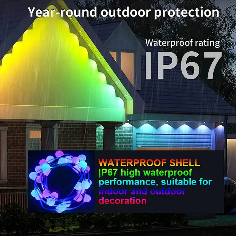 DC12V IP67 RGB Half Globe LED Light String Magic Full Color Holiday  Decoration